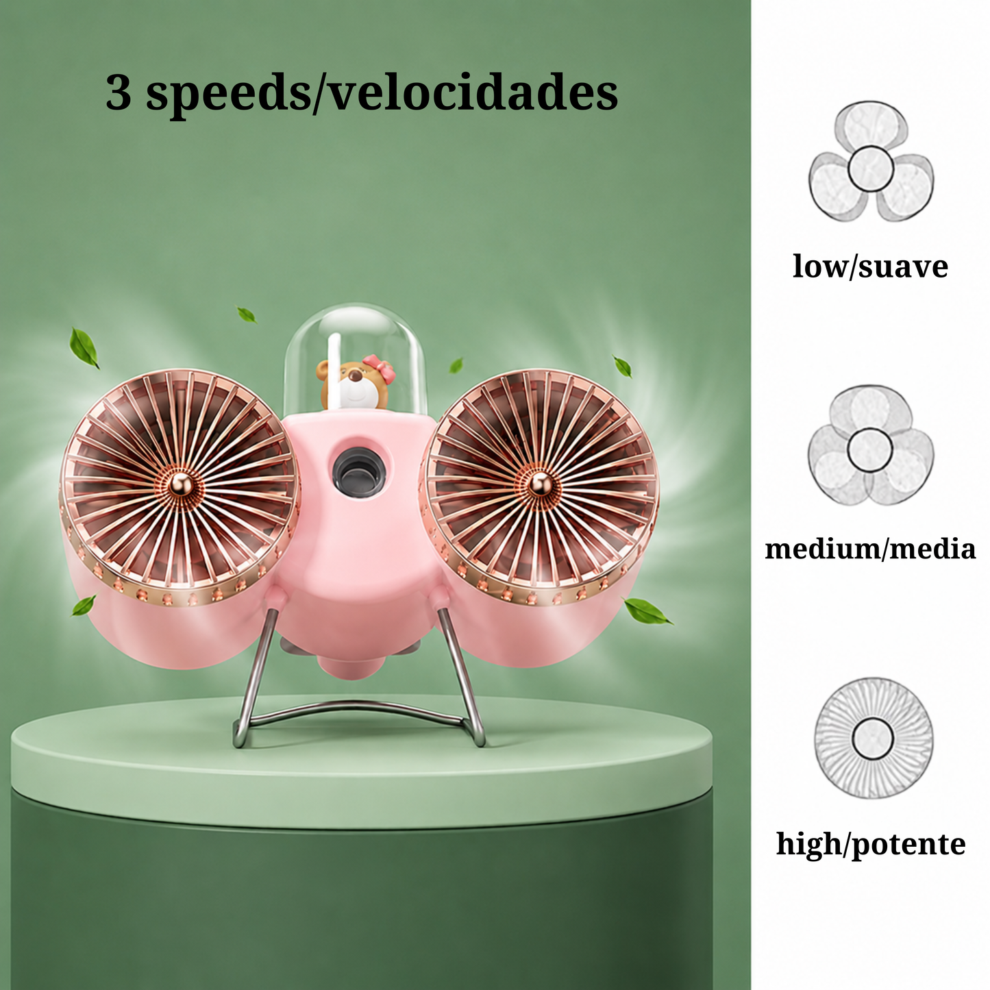 Ventilador portátil con pulverizador