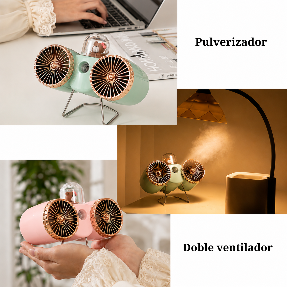 Ventilador portátil con pulverizador
